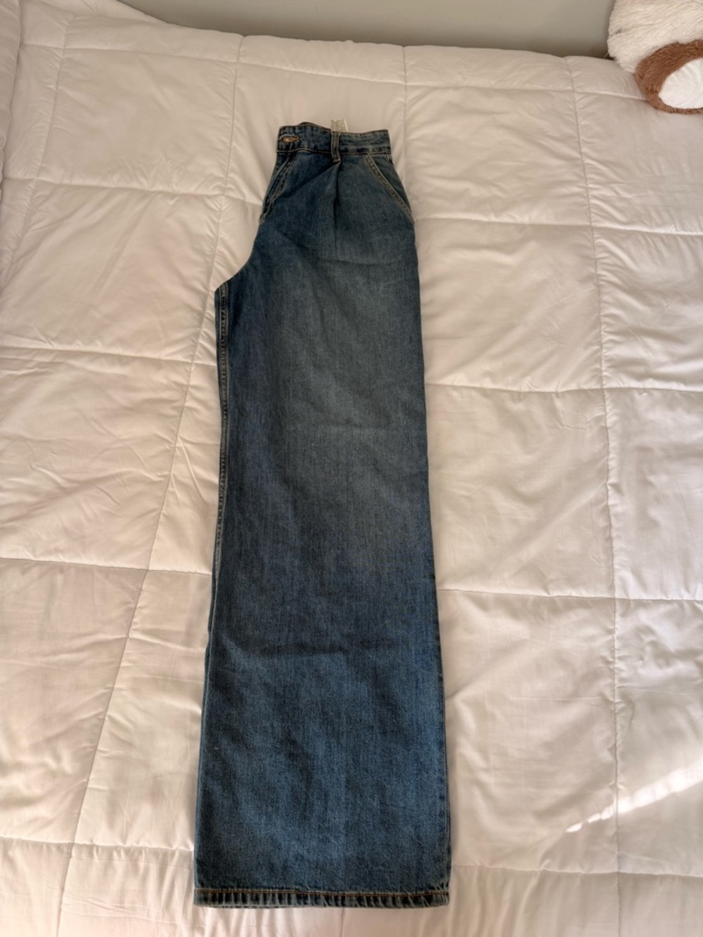Zara Wide Leg Denim Jeans in Light Blue Wash - Picture 3 of 4